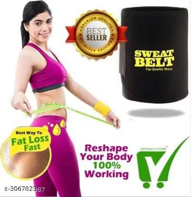 Sweat Belt for Unisex (Black, Free Size)
