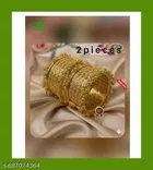 Samridhi pack of 2 Gold Plated Bangles Set For Women&Girls The bangles are wide gold bangles or kadas 