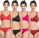 Cotton Blend Solid Lingerie Set for Women 