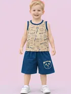 Solid Cotton Blend Top & Bottom Set for Boys 