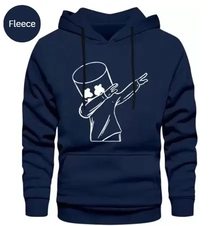 Marshmellow Dab Printed Fleece Hoodie for Men (Navy Blue, M)