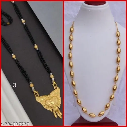 Alloy Mangalsutra with Chain for Women (Multicolor, Set of 2)