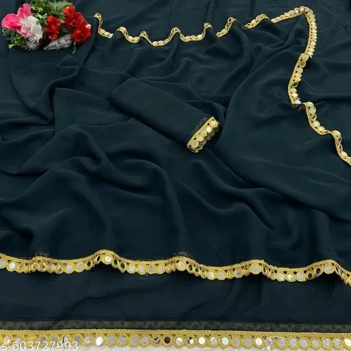 Elegant Saree for Women (Black, Free Size)