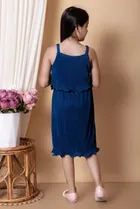 Cotton Blend Solid Dress for Girls 