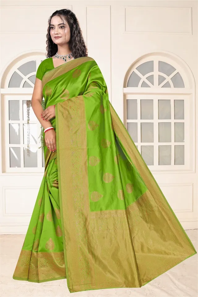Jacquard Woven Design Saree for Women, Green (6.3 m)