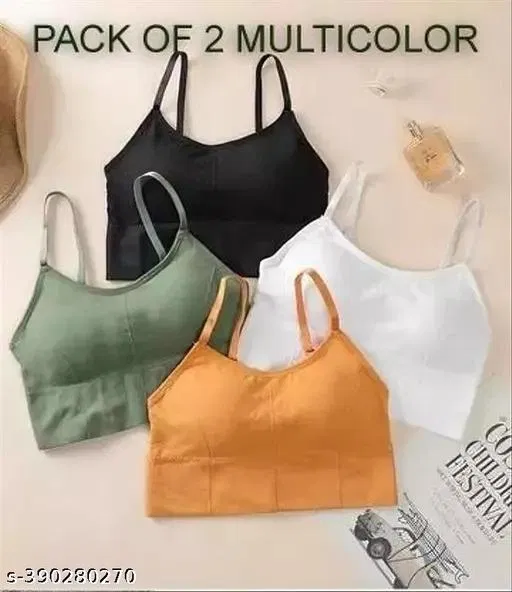 Cotton Blend Sports Bra Women, Multicolour, Pack of 2 (34B)
