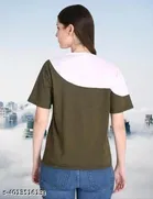 Cotton Blend Printed T-Shirt for Women, Olive 