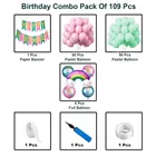 Rainbow Theme Happy Birthday Decoration Items For Girls , Multicolor, Pack of 109