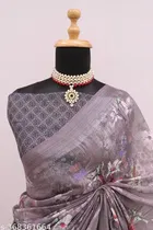 Cotton Linen Printed Saree for Women 