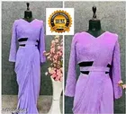Georgette Solid Saree For Women, Lavender