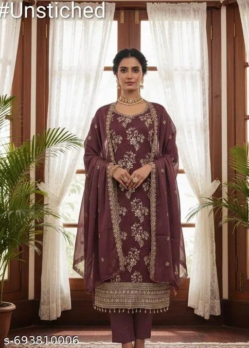 Embroidered Punjabi/All Over Suits for Women (Multicolor, 5.85 meter (S)