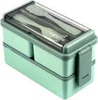 KS Premium Quality Plastic Lunch Box Tiffin Box 3 Containers Lunch Box (Green, 1400 ml)