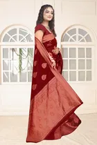 Jacquard Woven Design Saree for Women, Maroon 