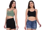 Cotten Blend Solid Padded Bras for Women (Multicolor, Free Size) (Pack of 2)