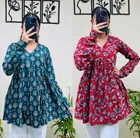 Floral Cotton Short Kurti for Women, Pack of 2 
