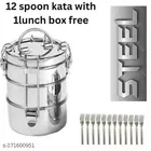 Stainless Steel Lunch Box with 12 Pcs Forks 