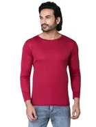Cotton Blend Round Neck T-shirt for Men, Red 