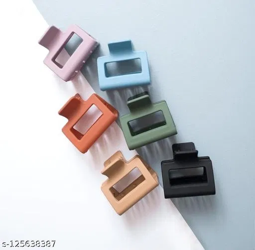 ABS Plastic Hair Clutcher for Women & Girls (Multicolor, Pack of 6)