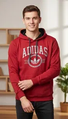 Feelce Printed Hoodie for Men, Red (XL)