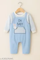 Hosiery Cotton Printed Clothing Set for Kids, Blue & Beige 
