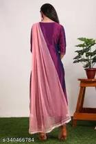 Taffeta Silk Embroidered Kurta with Pant & Dupatta for Women 