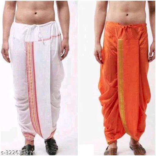 Pack of 2 Dhotis for Men (Multicolor, Free Size)