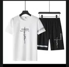 Half Sleeves Track Suit for Men (White & Black, S)