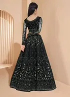 Net Embroidered Semi Stitched Lehenga for Girls 