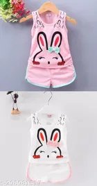 Hosiery Cotton Sleeveless T-Shirt with Pant Clothing Set for Kids 