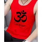 Polycotton Printed Gym Vest for Men (Red, S)
