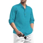 Full Sleeves Solid Short Kurta for Men 