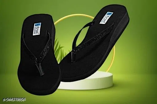 Colorblocked Ethnic - Embellished Thong Flip-flops for Women (Black, IND-4)