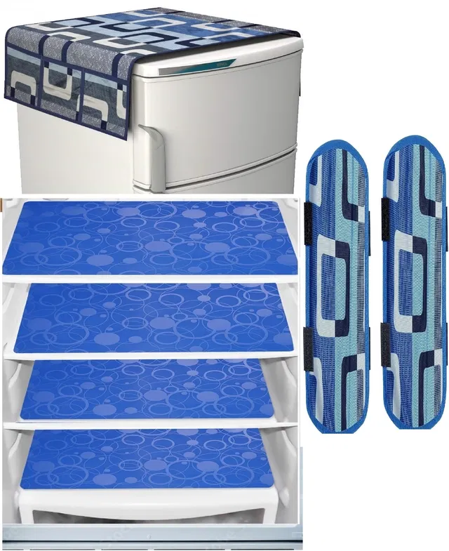 Knit 7 Pcs Fridge Cover Set (Multicolor, Set of 1)