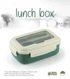 2-in-1 Compartment Plastic Lunch Box with Fork & Spoon