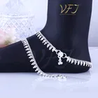 Brass Rhodium Plated Anklet Set 