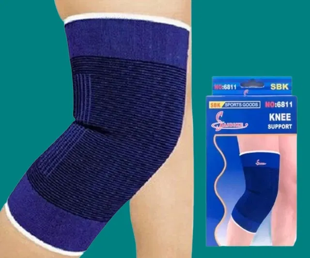 Polyester Solid Knee Sleeves for Women (Blue, Set of 1)
