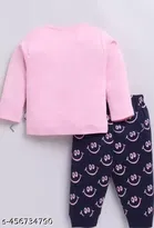 Hosiery Cotton Printed Clothing Set for Kids, Pink 