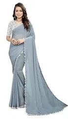Georgette Solid Saree for Women 