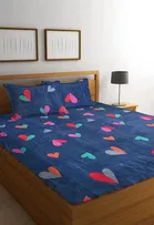 Glace Cotton Fitted Bedsheet with 2 Pillow cover 