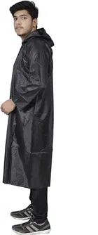 Solid Overcoat with Hoods and Side Pocket Raincoat for Men 