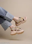 Solid Mesh Sandals for Girls 