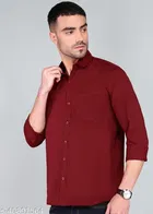 Cotton Blend Solid Shirts for Men, Maroon 