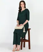 Viscose Rayon Embroidered A-Line Kurti with Pant 