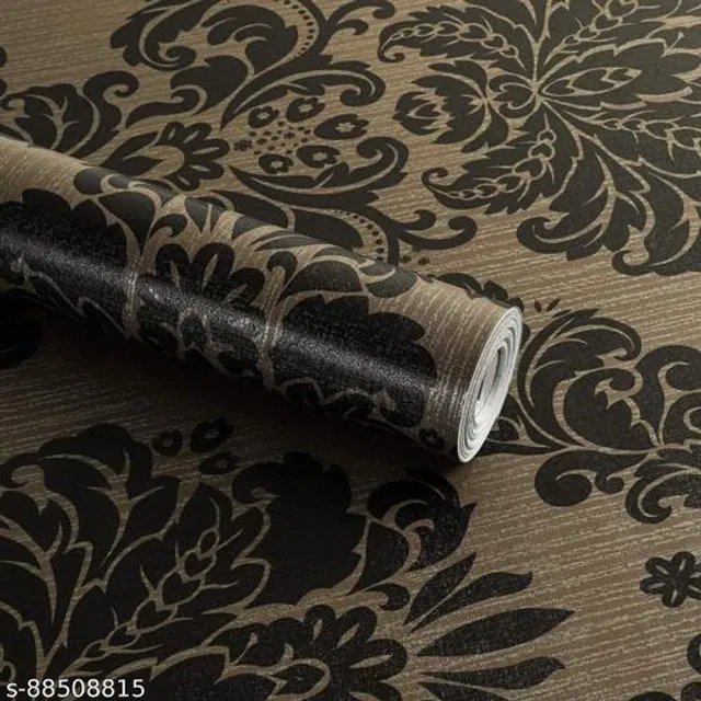 Bliss Vinyl Wallpaper for Home (Brown, 45x250 cm)