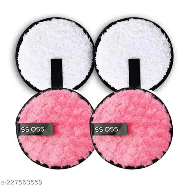 Makeup Removal Pads (Pink & White, Pack of 4)