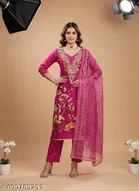 Bandhani Printed Jaipuri Designs Embroidered Top Bottom Duppata for Women 