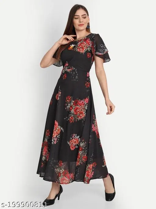 Fashionable Dresses for Women (Black, XXL)