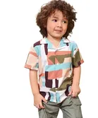 Cotton Blend Printed Shirt For Boys, Pink Blue 