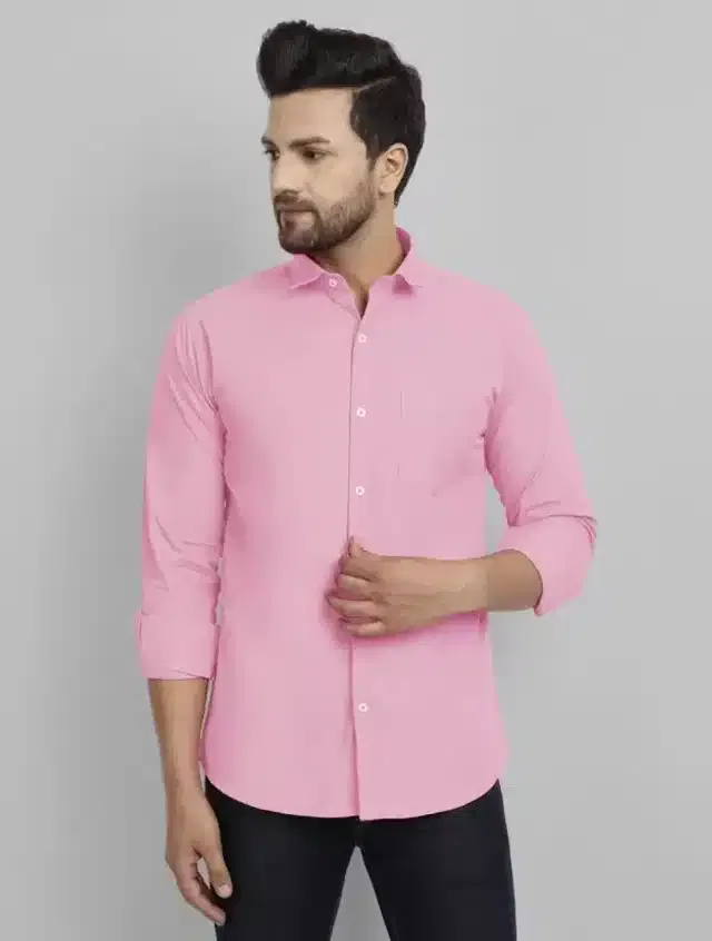 Casual Shirt for Men (Pink, XL)