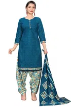Cotton Blend Printed Kurti with Salwar for Women 